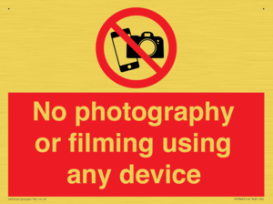 No photography or filming using any device